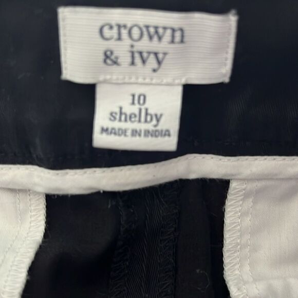 crown & ivy Shelby Black with Tri Color Trim Shorts crown signet SZ 10 - Picture 6 of 7